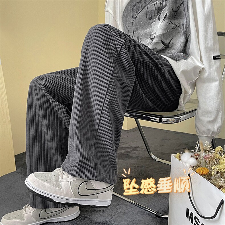 复古灯芯绒春秋新款百搭休闲显瘦宽松直筒阔腿长裤子1008特批35,男装休闲裤,星座718-1