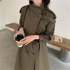 现货长款韩系气质款风衣，女装风衣，汐美