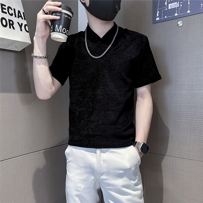 春夏季打底衫男潮流修身短袖T恤社会小伙301C-DT76-P58控78,男装T恤,星座301C（原B323）