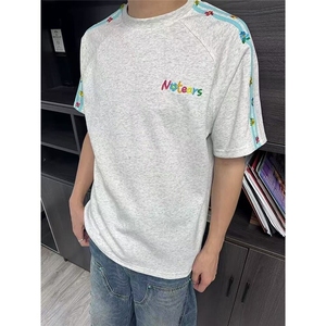 新款  夏季圆领短袖男款220g重磅纯棉刺绣款修身百搭 T1044图片