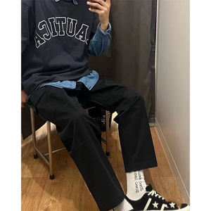 慵懒原宿简约秋季男女款时尚休闲宽腿工装裤多口袋束脚运动裤潮流图片