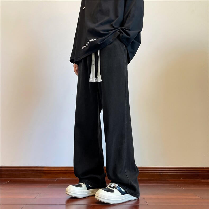 秋季牛仔裤子男宽松直筒休闲裤高街百搭舒适阔腿长裤K828-特批-37图片