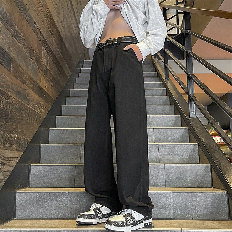 美式高街牛仔裤直筒设计情侣小众百搭宽松夏大码长裤NZ112p45,男装牛仔裤,电商D315