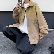 水洗复古牛仔渐变色外套男秋季oversize百搭潮流夹克W6054-P68，男装夹克，星座512-2
