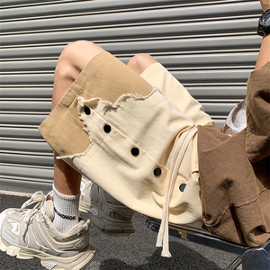 8XL-M 特大码短裤男夏季新款大码vibe破洞拼接高街短裤图片