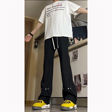 夏季冰丝西裤小众百搭微喇铆钉纽扣排扣冰丝裤子K2411-P50，男装西裤，电商A062