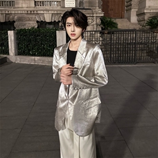 （自家图）肌理感西装外套2025春季高级银色西服2012-P105，男装西服，星座910-5