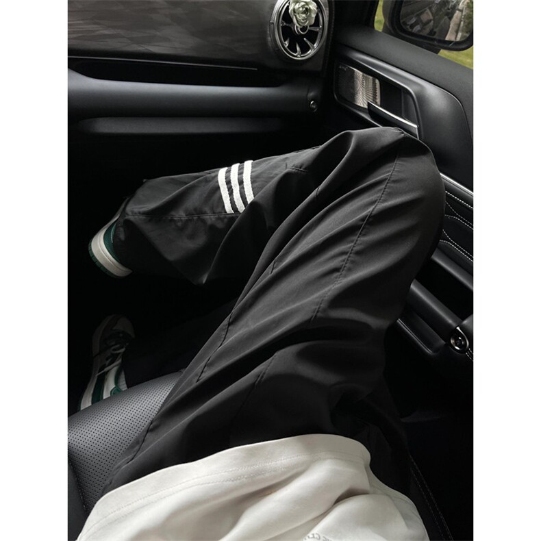 冰丝裤子男夏季薄款宽松直筒条纹设计抽绳速干裤休闲长裤K23,男装休闲裤,星座1116A（原606A-3）