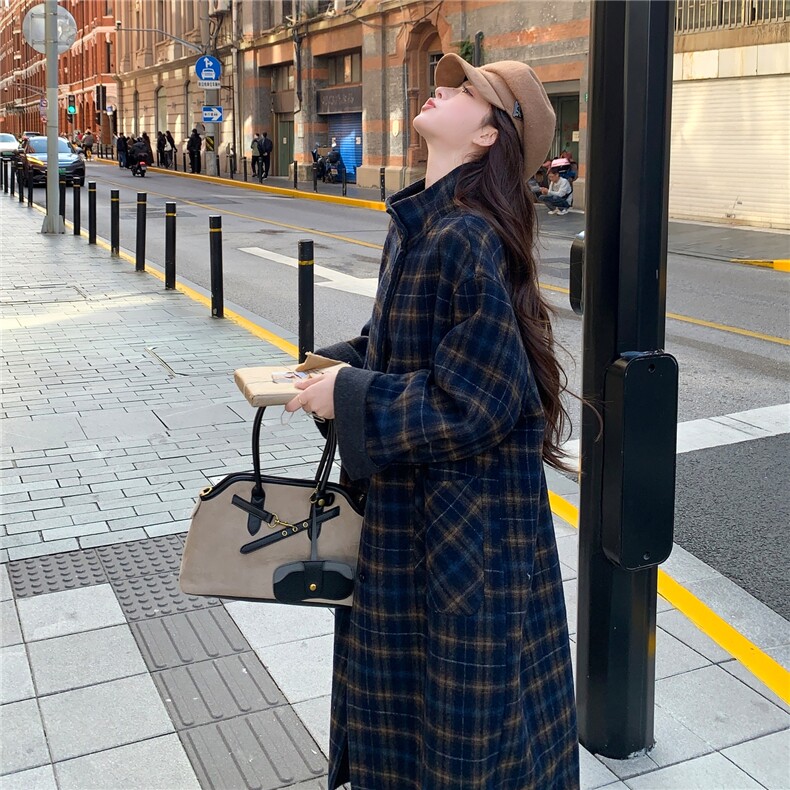 两面穿格子双面羊毛大衣2D014-10035-P285-K408,女装毛呢外套,2D014