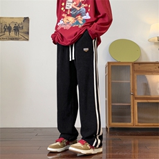 灯芯绒休闲裤男条纹韩版潮流2023秋冬季新款ins宽松长裤K2825-P33，男装休闲裤，星座412-3