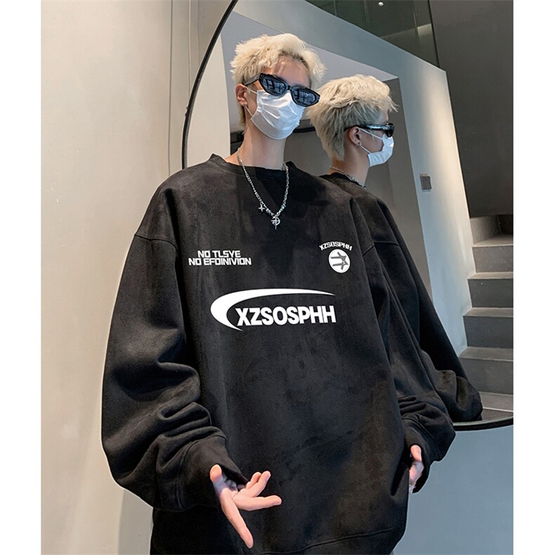 抖音得物供货提供视频秋冬重磅美式麂皮绒圆领卫衣JY359,男装卫衣,电商A486