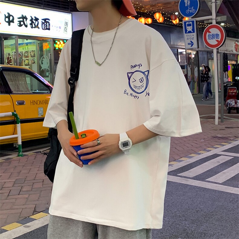 短袖T恤男夏季潮流新款宽松半袖上衣中性卡通印花体恤衫TX852-p28,男装T恤,星座1008-2