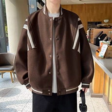 毛呢夹克男士美式复古衣服宽松棒球服呢子外套2025春潮W6293-P60，男装夹克，星座412-2