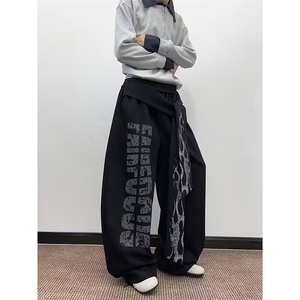 美式潮街舞宽松休闲荆棘涂鸦双侧休闲卫裤舞蹈裤K6688-P45图片