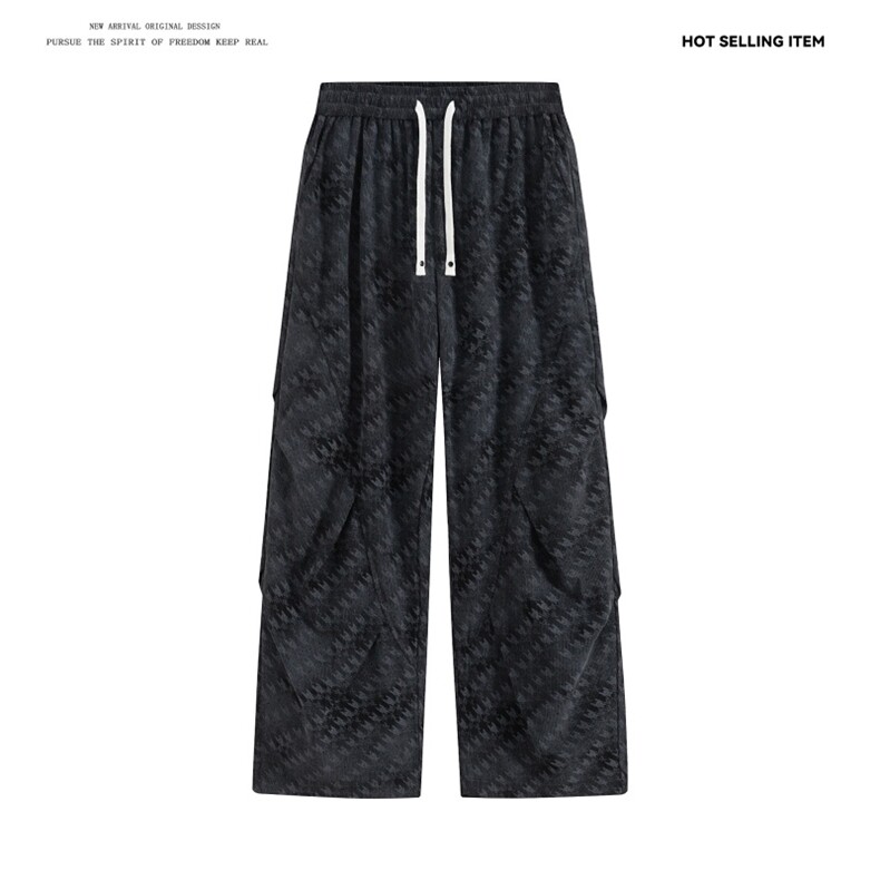 K5073/P40新款春装休闲裤男士宽松大码工装长裤子潮设计感直筒裤，男装工装外套，电商A141