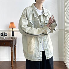 水洗复古黄泥牛仔外套男美式高街拉链牛仔衣褂子cleanfit工装夹克，男装夹克，星座1103-3