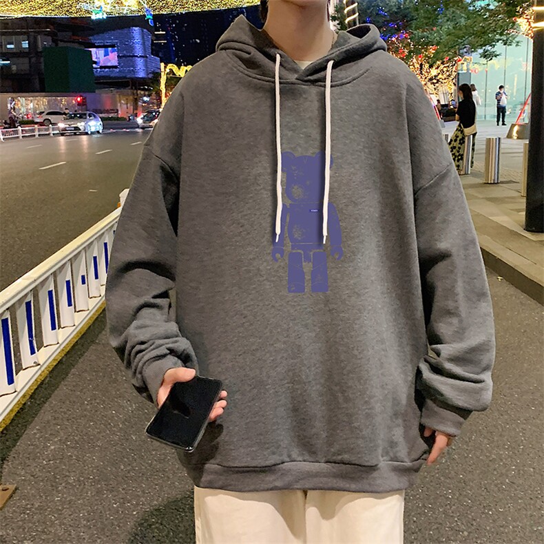 WY2242-P35 纯棉连帽卫衣男大码运动帽衫宽松薄外套男图片