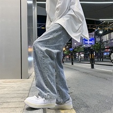 欧美街头hiphop嘻哈满印小熊大码宽松拖地牛仔裤男A071-2022-P50，男装牛仔裤，电商A125