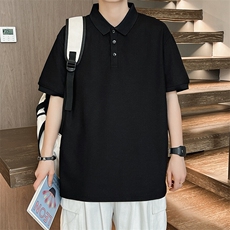 P02短袖男夏季新款纯色潮流半袖上衣休闲透气高级翻领polo衫T恤衫，男装T恤，星座115A-2