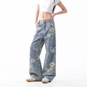 903-AK40 -特P55【S-3XL】 男女花灰牛仔裤！1图片