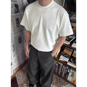 冰感工艺防晒吸湿速干240克宽松微弹纯色打底衫小领口圆领短袖T恤图片