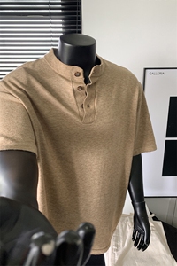 特批P40无差价夏季休闲百搭亨利领大码短袖薄款毛衣上衣男MY112图片