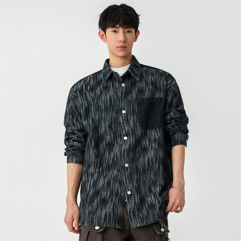 美式复古牛仔衬衫长袖外套2025春季新款工装夹克A406C6029P68,男装夹克,星座309（原A406）