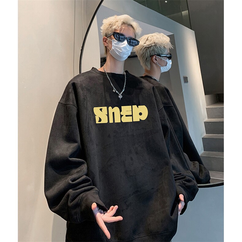 抖音得物供货提供视频秋冬重磅美式麂皮绒圆领卫衣JY313,男装卫衣,电商A486
