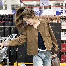 新品主推大货已出！撞色麂皮绒外套2C213-665-P145-K208，女装短外套，2C213