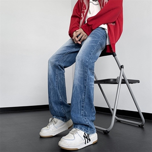 美式高街vibe重工艺做旧水洗hiphop直筒牛仔裤货号K2323P55图片