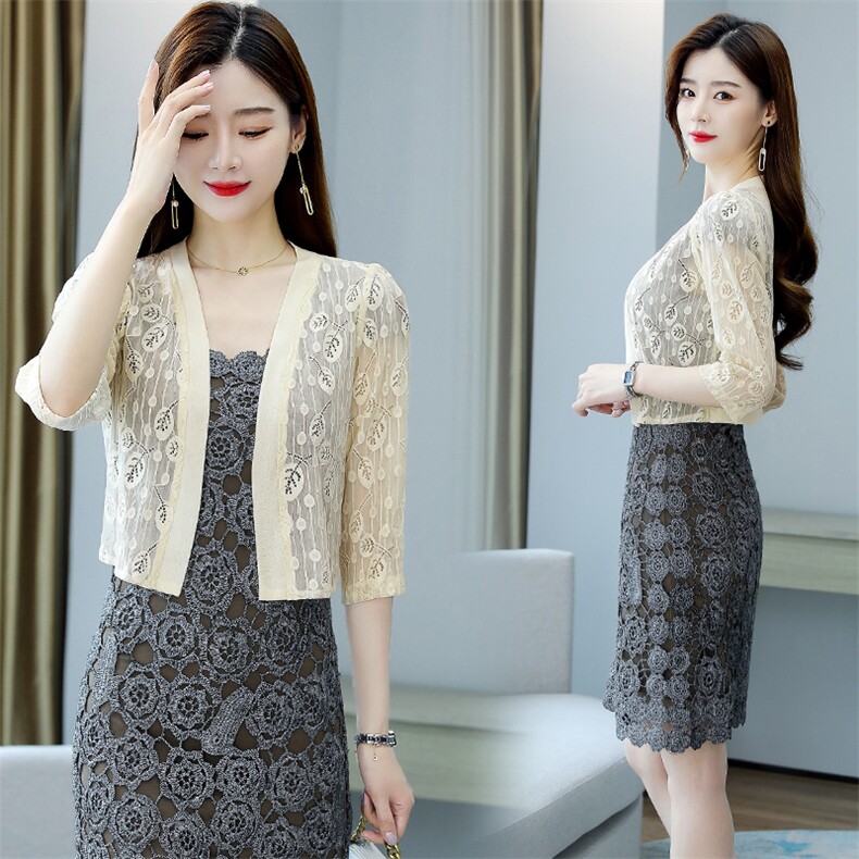 LMMA蕾丝小披肩女短款2025夏季薄款外搭修身开衫百搭小坎肩，女装蕾丝衫/雪纺衫，婵米儿