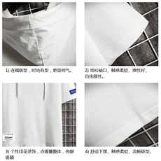 LD54062-P45连帽短袖t恤男大码胖子带帽五分袖中袖网格挂拍，男装T恤，电商A040A