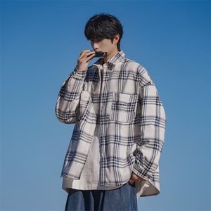 7002-P38 格子衬衫男长袖2025年秋季新款美式复古图片