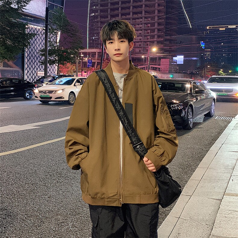 JK751P68港风二开宽松棒球服夹克百搭落肩简约上衣外套,男装夹克,星座1204-3