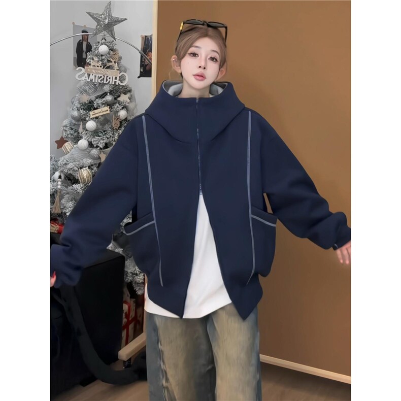 1506-1/WF391/P58刺绣字母明线连帽卫衣外套男女情侣潮上衣，女装短外套，星座1506-1