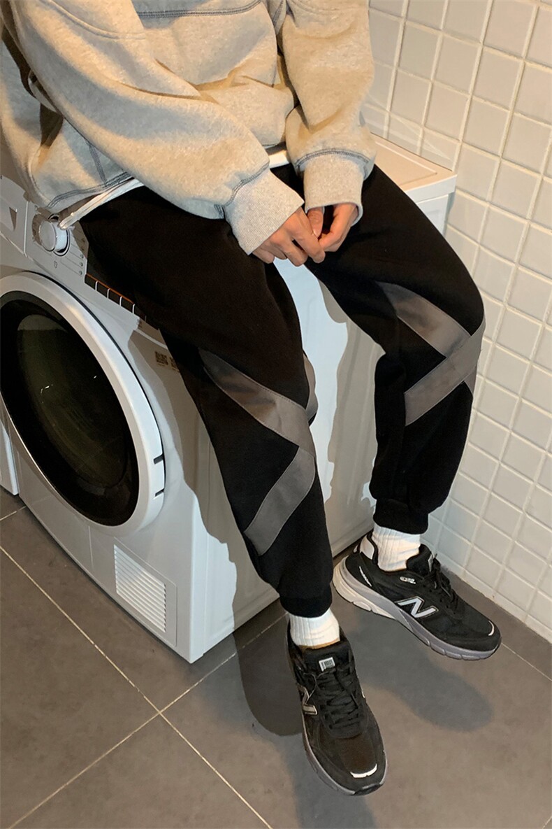 港风加绒加厚卫裤男宽松束脚大码运动裤子QT5070,男装休闲裤,星座810(原QT5070)