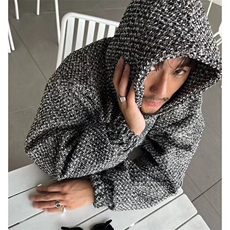 网图小香风编制卫衣男款美式宽松休闲潮牌连帽卫衣外套Y6135-P45，男装卫衣，星座1001-1