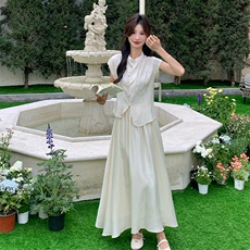 新中式国风小衫套装裙女夏季新款高级感气质优雅复古半身裙两件套，女装套装/套裙，2C009