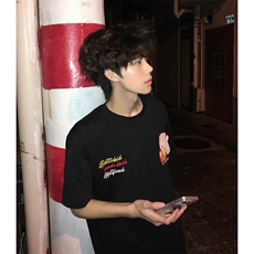 万针全刺绣工艺抖音得物高品质260克重磅纯棉双纱美式高街短袖T恤，男装T恤，电商A486