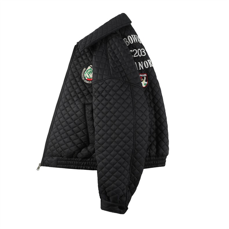 2025冬装新款菱形格棒球服棉衣加厚外套刺绣棉服C208-1066-P98,男装棉衣,电商C208