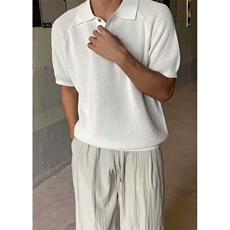 短袖针织POLO衫男士夏季薄款镂空轻熟风翻领透气体恤衫PT144，男装Polo衫，星座1116A（原606A-3）
