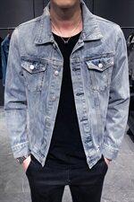 春季破洞牛仔外套男韩版潮流夹克男生褂子休闲春秋装8161-P85，男装夹克，电商A318