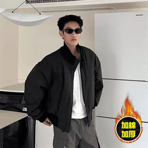现货冬季美拉德立领飞行夹克廓形高街棒球服加棉加厚棉衣外套图片