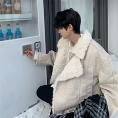 仿麂皮仿毛保暖冬季新款翻领宽松夹克复古时尚上衣网B142-P130，男装夹克，星座910-1