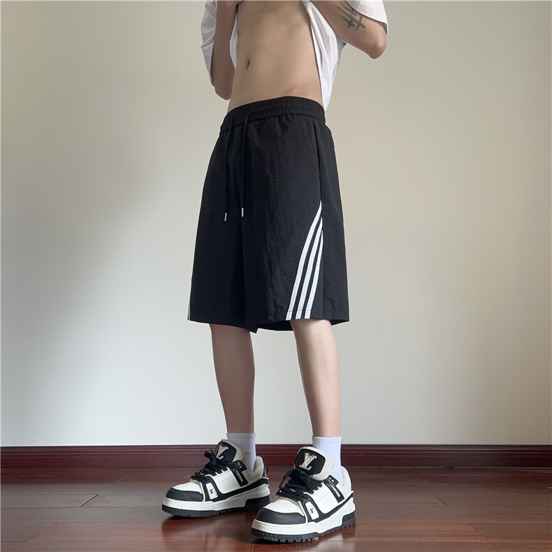 INS夏季新款冰丝条纹百搭速干宽松五分裤B315-K24185-特p25控48,男装牛仔裤,电商B315