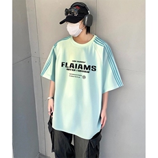抖音得物品质二开240克宽松纯棉美式潮牌印花三条杠中性风短袖T恤，男装T恤，电商A486