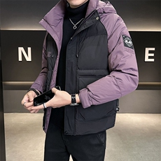 2024新款连帽羽绒服男士冬季外套拼色帅气B240-YR9818-P185，男装羽绒服，电商B240