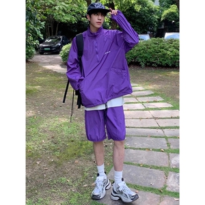 速干透气防晒服套装美式宽松短裤跑步休闲运动服两件套TZ114