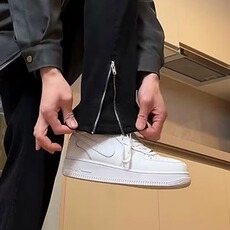 美式微喇牛仔裤加绒直筒裤子高街vibe开叉拉链长裤K8001-P46网图，男装牛仔裤，电商B245