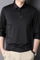 长袖T恤男2024秋季新款宽松中青年男士纯色翻领polo衫男，男装T恤，电商B212（原钱塘6029）